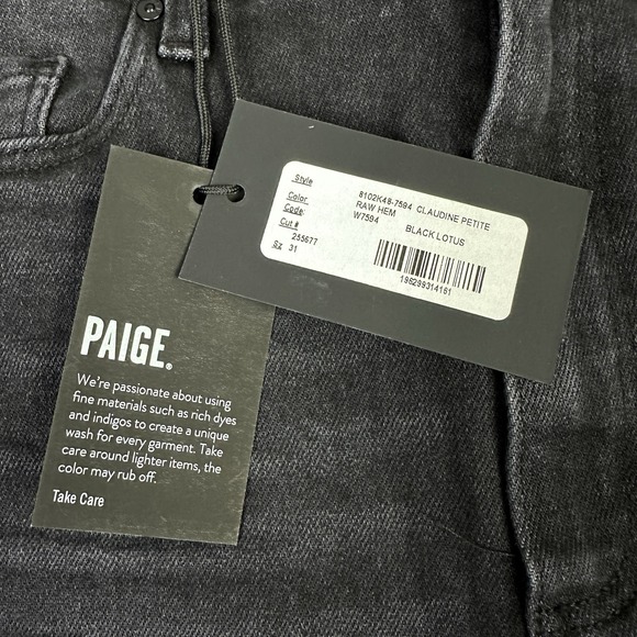 Paige Jeans Womens 31 Petite Black Claudine High Rise Ankle Flare Raw Hem New - Picture 2 of 14
